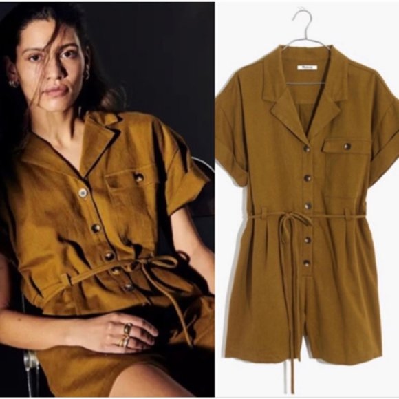 Madewell Pants - Madewell Safari Romper in Distant Olive M NWT